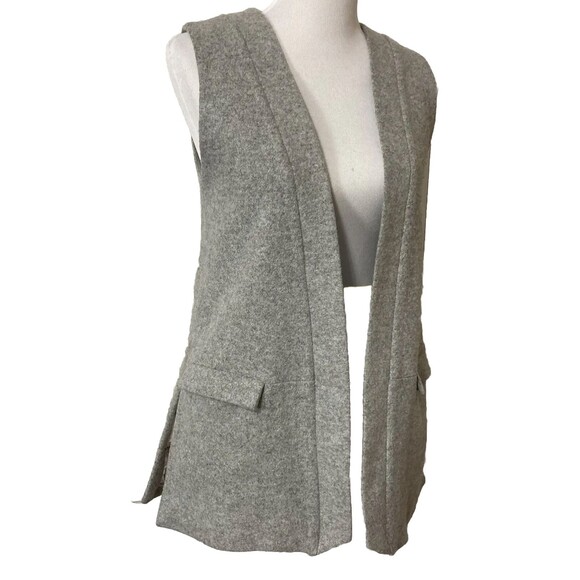 Womens Vest Anthropologie Elevenses Gray Woven Wool A Line Open Lined - Picture 4 of 11